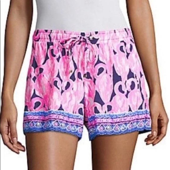 Lilly Pulitzer Katia Short in High Tide Via Amor Flamingo Large - Picture 1 of 8